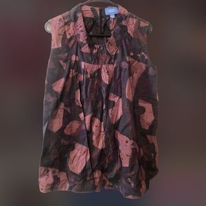 Simply Vera Wang Sleeveless Blouse Top - Womens L - Dark Watercolor Pattern
